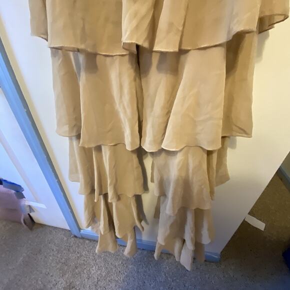 Maya Tall OveralDress Nude Sequins SheerLace Zip Sleeveless Ruffle 90s Festive 4 - Picture 8 of 12